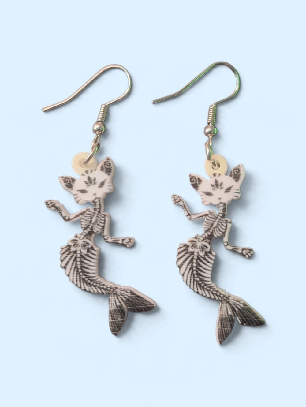 Kitty Mermaid Skeleton Earrings